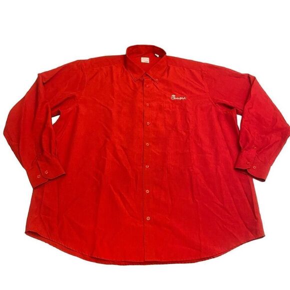 Oobe Chikfila‎ Red Long Sleeve Button Down Team Member Shirt Sz 3XL - Picture 1 of 12